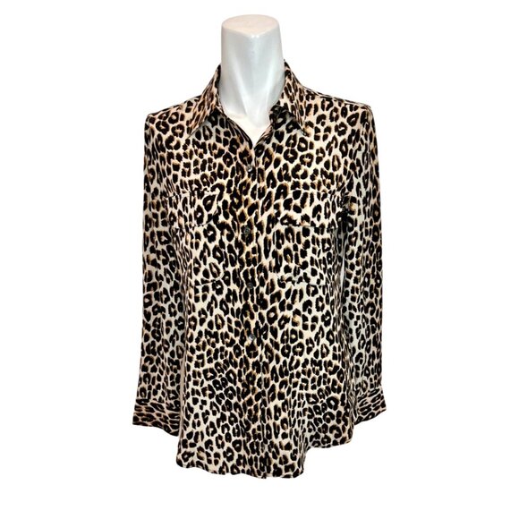 Equipment Signature Silk Leopard Print Button Down Blouse - Size XS - Picture 3 of 6